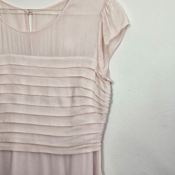 Boden Pink Sheer Elegant Pleated Midi Cap Sleeve Dress Size 6L - Picture 5 of 11